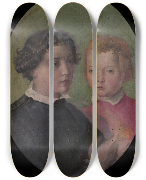 Triptych art skateboard deck of Giorgio Vasari Don Giovanni And Don Garzia De Medici by Giorgio Vasari (1511-1574)