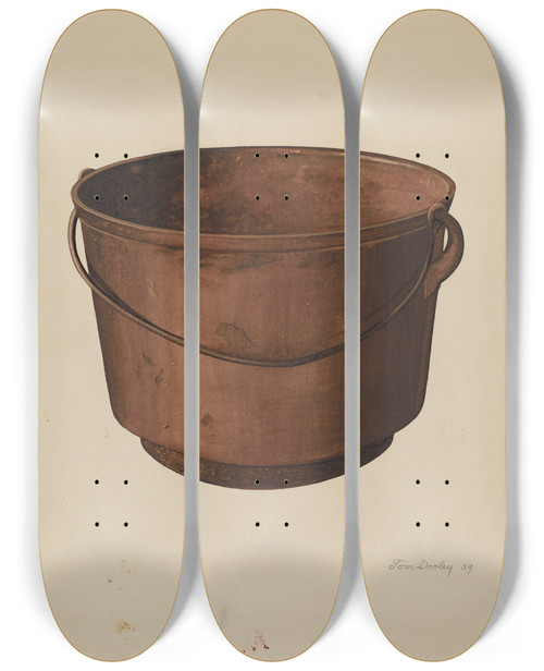 Triptych art skateboard deck of Thomas Dooley Cooking Kettle by Thomas Dooley