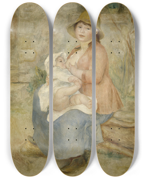 Triptych art skateboard deck of Pierreauguste Renoir Maternity by Pierre-Auguste Renoir (1841-1919)