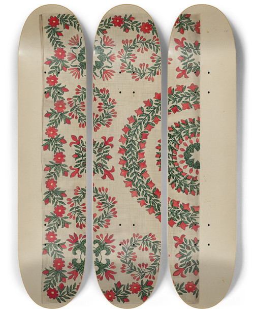Triptych art skateboard deck of Irene Schaefer Bedspread_3 by Irene Schaefer
