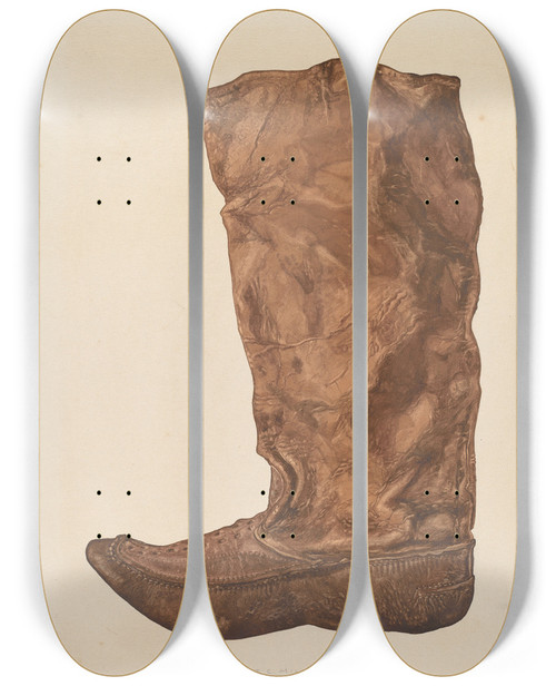 Triptych art skateboard deck of Eugene C Miller Boot by Eugene C Miller