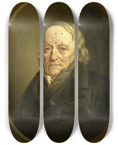 Triptych art skateboard deck of Jan Cornelis Van Rossum Portrait Of Johannes Kinker Poet And Philosopher Professor At Lige by Jan Cornelis Van Rossum (1820-1905)