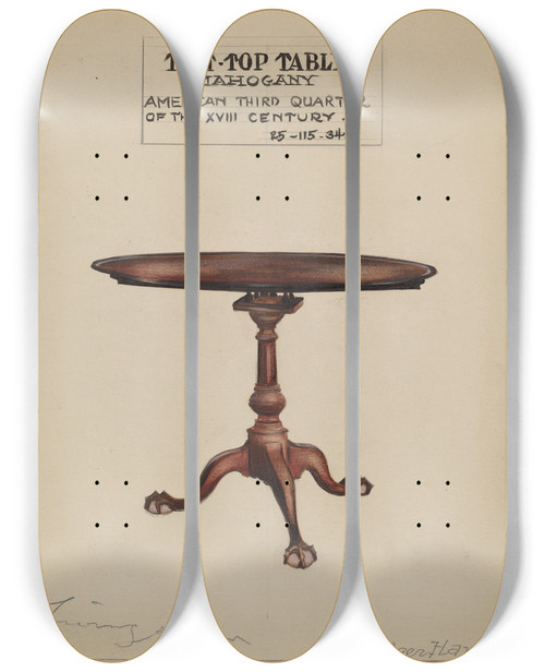 Triptych art skateboard deck of Holger Hansen Tilttop Table_1 by Holger Hansen