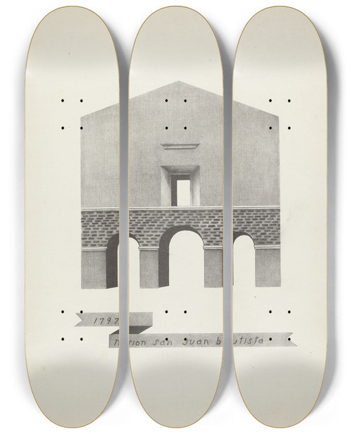 Triptych art skateboard deck of James Jones Mision San Juan Bautista_1 by James Jones
