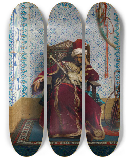 Triptych art skateboard deck of Jeanlon Grme Markos Botsaris by Jean-Lon Grme (1824-1904)