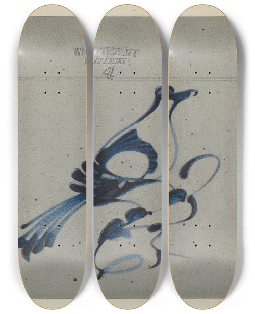 Triptych art skateboard deck of Jeanne Taylor Crock by Jeanne Taylor