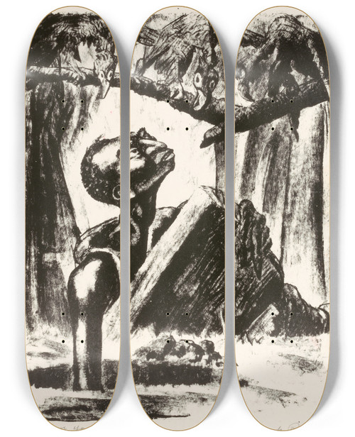 Triptych art skateboard deck of Frank Reichmann Graveyard Dirt by Frank Reichmann (1888-1937)