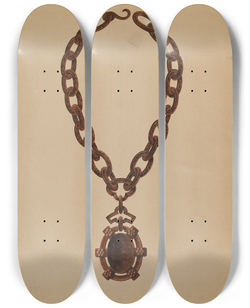 Triptych art skateboard deck of John H Tercuzzi Necklace by John H Tercuzzi
