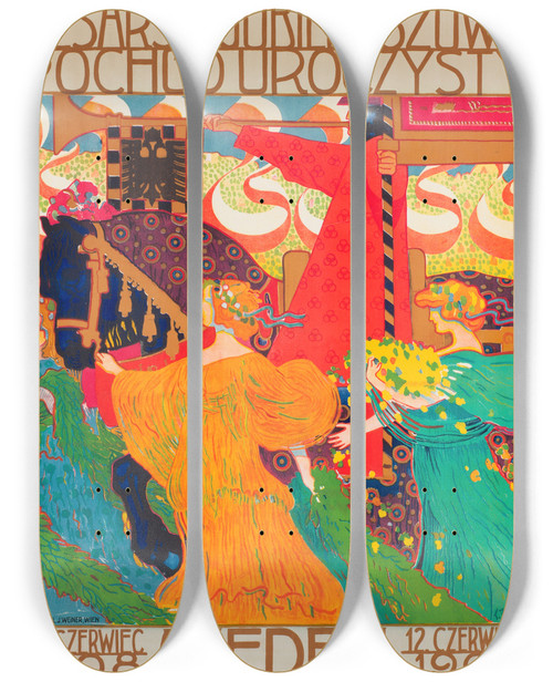 Triptych art skateboard deck of Ludwig Ferdinand Graf Cesarski Jubileuszowy Pochd Uroczysty by Ludwig Ferdinand Graf (1868-1932)