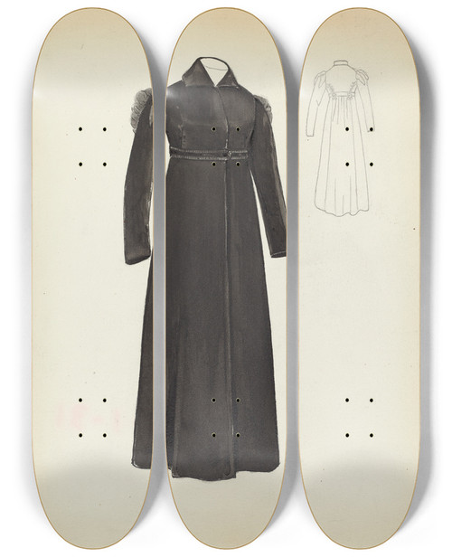 Triptych art skateboard deck of Margaret Concha Womans Coat_1 by Margaret Concha