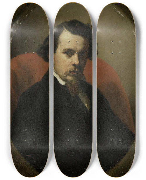 Triptych art skateboard deck of Nicolaas Pieneman Portrait Of Charles Henri Joseph Leicker Painter by Nicolaas Pieneman (1809-1860)