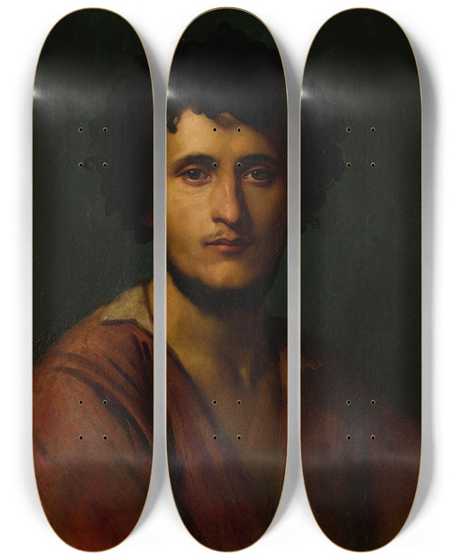 Triptych art skateboard deck of Jeanlon Grme Portrait Study Of Giacomo Orlandi Di Subiaco by Jean-Lon Grme (1824-1904)