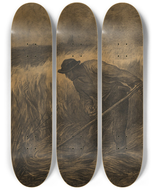 Triptych art skateboard deck of Constantin Meunier De Maaier_1 by Constantin Meunier (1831-1905)
