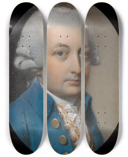 Triptych art skateboard deck of George Engleheart Portrait Of A Gentleman_1 by George Engleheart (1750-1829)