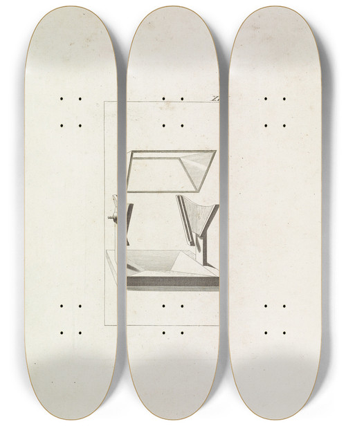 Triptych art skateboard deck of Johann Wolfgang Von Goethe Zur Farbenlehre Pl17 by Johann Wolfgang Von Goethe (1749-1832)