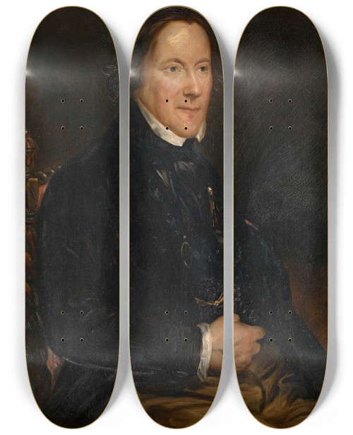Triptych art skateboard deck of Antoine Joseph Wiertz Constant Van Den Nest Secretary Of The Royal Academy Of Fine Arts Antwerp by Antoine Joseph Wiertz (1806-1865)