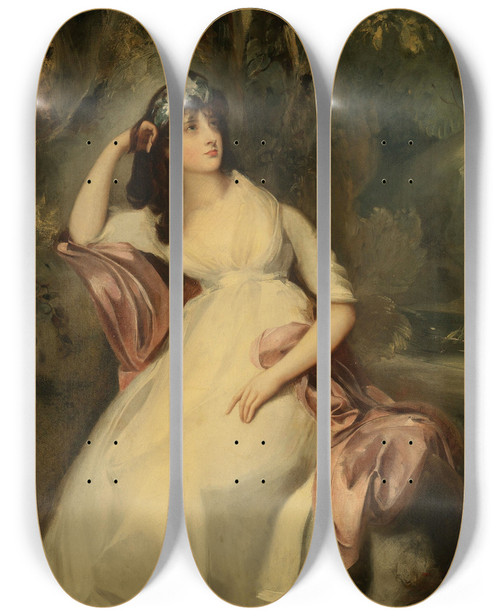 Triptych art skateboard deck of Sir Thomas Lawrence Portrait Of Sally Siddons 17751803 by Sir Thomas Lawrence (1769-1830)