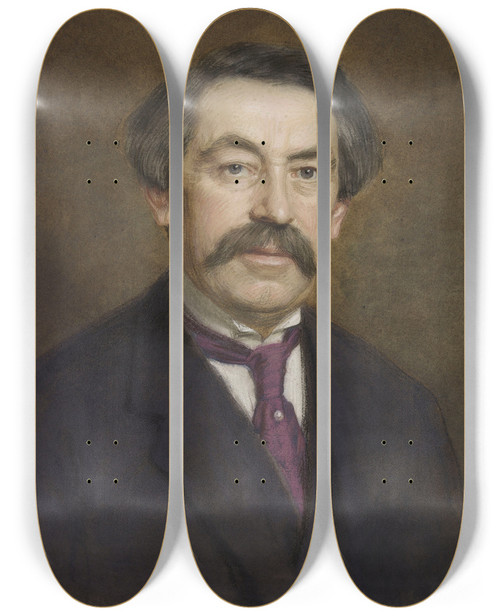 Triptych art skateboard deck of Marcel Baschet Aristide Briand 1862 1932 by Marcel Baschet (1862-1941)