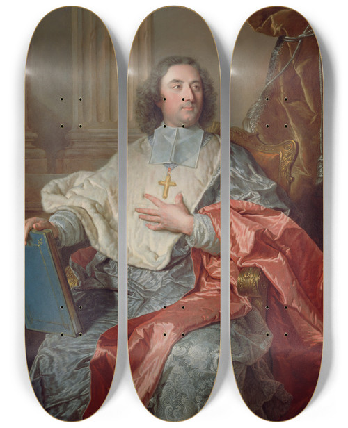 Triptych art skateboard deck of Hyacinthe Rigaud Charles De Saintalbinarchbishop Of Cambrai by Hyacinthe Rigaud (1659-1743)
