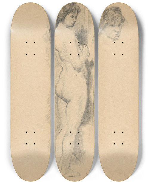 Triptych art skateboard deck of Tefan Polkorb Female Nude by Stefan Polkorab
