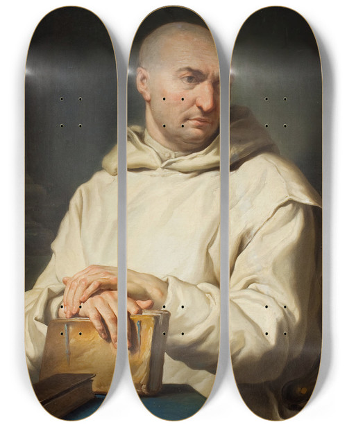 Triptych art skateboard deck of Jean Ii Restout Portrait Of A Carthusian Monk by Jean II Restout (1692-1768)