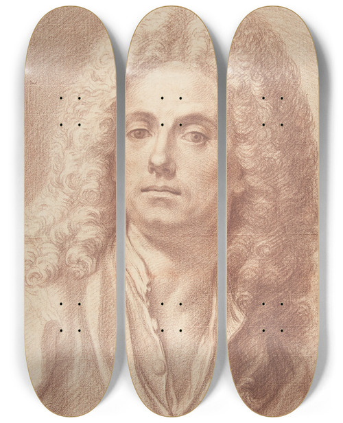 Triptych art skateboard deck of Benedetto Luti Portrait Of A Man by Benedetto Luti (1666-1724)