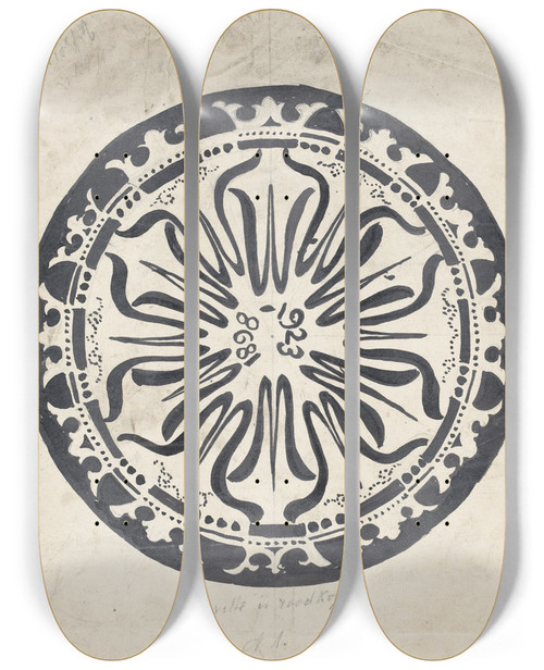 Triptych art skateboard deck of Carel Adolph Lion Cachet Ontwerp Voor Een Bord Ter Gelegenheid Van Het Zilveren Jubileum Van Koningin Wilhelmina by Carel Adolph Lion Cachet (1864-1945)