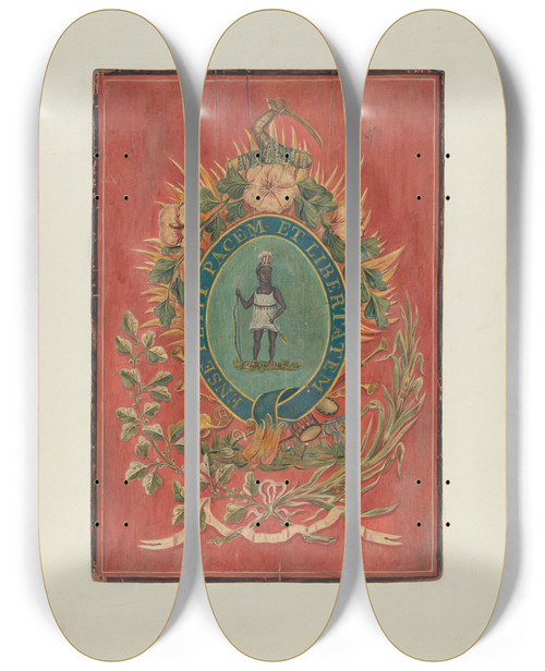 Triptych art skateboard deck of Harriette Gale Tavern Sign by Harriette Gale