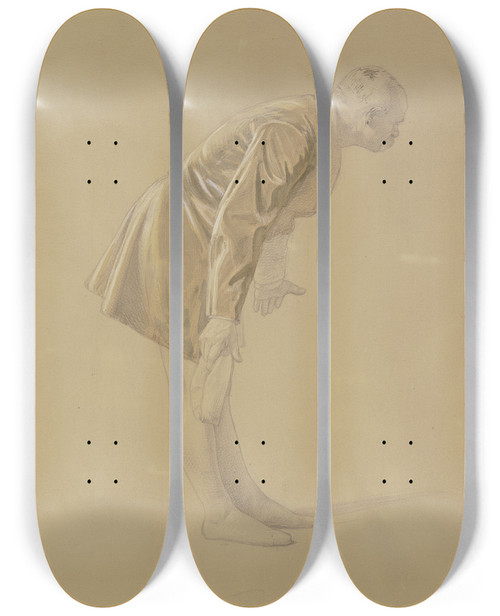 Triptych art skateboard deck of Josef Ferdinand Becker A Cavalier Bowing by Josef Ferdinand Becker (1846-1877)