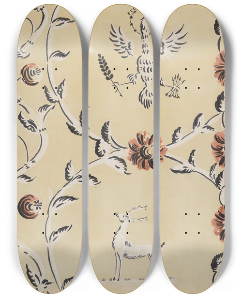 Triptych art skateboard deck of Michael Lauretano Free Hand Decorated Wall_5 by Michael Lauretano