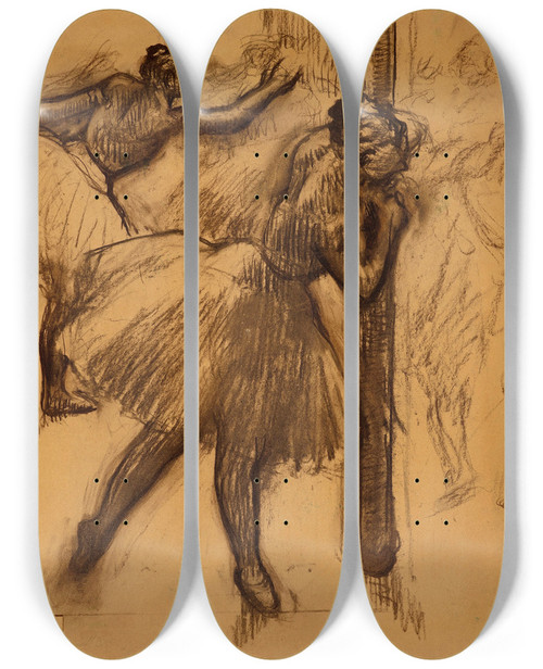 Triptych art skateboard deck of Edgar Degas Danseuse Appuye Une Colonne by Edgar Degas (1834-1917)
