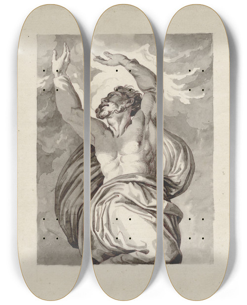 Triptych art skateboard deck of David Humbert De Superville God Scheidt Licht En Duisternis Doortrek by David Humbert De Superville (1770-1849)