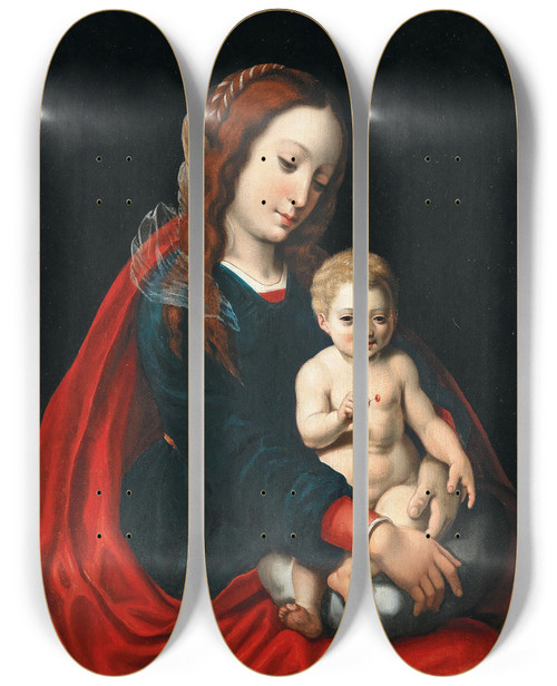 Triptych art skateboard deck of Early Netherlandish School The Virgin And Child by Netherlandish School