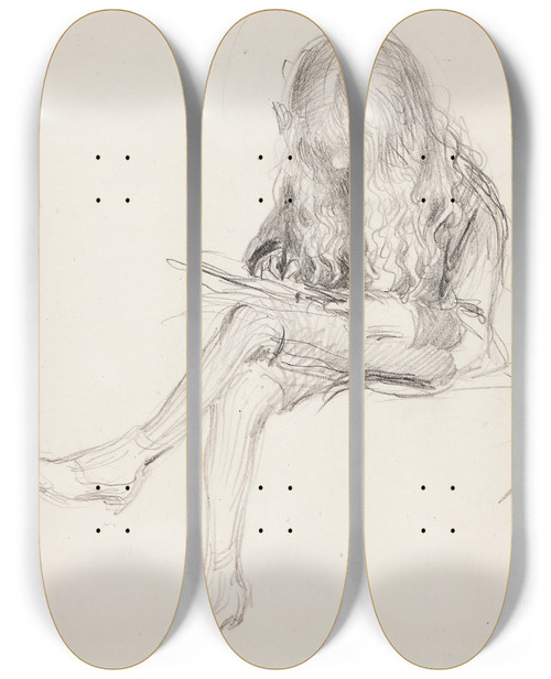 Triptych art skateboard deck of Venny Soldanbrofeldt Antti Drawing_1 by Venny Soldan-Brofeldt (1863-1945)