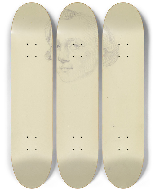 Triptych art skateboard deck of Eugen Eduard Schffer Portrait Of A Woman by Eugen Eduard Schaffer (1802-1871)