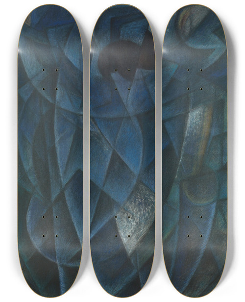 Triptych art skateboard deck of Gino Severini Study For Sea Dancer by Gino Severini (1883-1966)