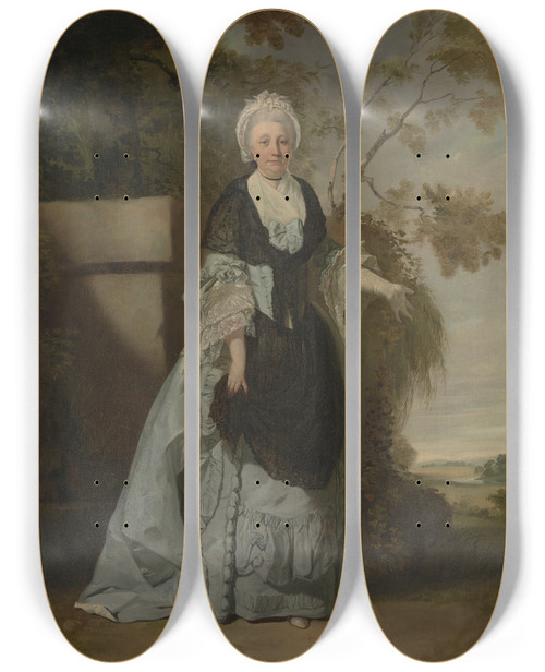 Triptych art skateboard deck of Francis Wheatley Mrs Bentley by Francis Wheatley (1747-1801)