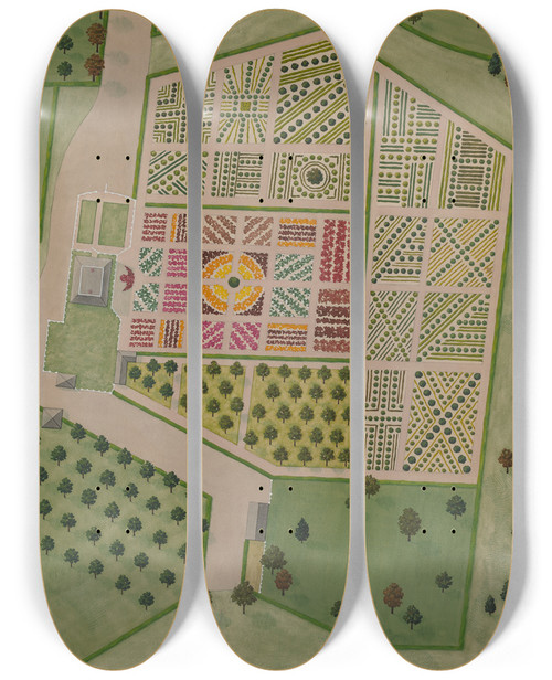 Triptych art skateboard deck of Helen Miller Nicholas Bayard Estate by Helen Miller