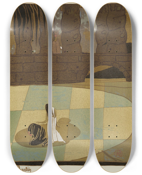 Triptych art skateboard deck of Charles Martin La Lgende De Joseph Scne Du Iie Acte by Charles Martin (1884-1934)