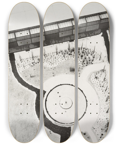 Triptych art skateboard deck of Lszl Moholynagy From The Radio Tower Berlin by Laszlo Moholy Nagy (1895-1946)