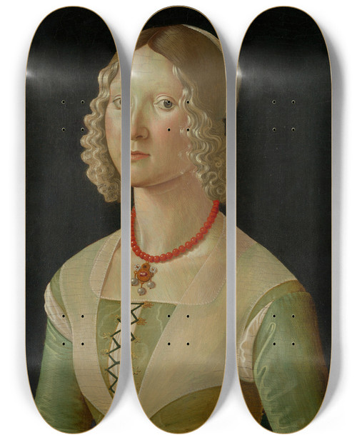 Triptych art skateboard deck of Davide Ghirlandaio Selvaggia Sassetti Born 1470 by Davide Ghirlandaio (1452-1525)