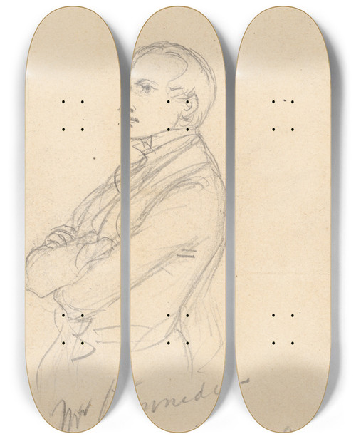 Triptych art skateboard deck of Felix Octavius Carr Darley John Pendleton Kennedy by Felix Octavius Carr Darley (1822-1888)