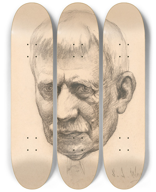 Triptych art skateboard deck of Samuel Johnson Woolf Elihu Root by Samuel Johnson Woolf (1880-1948)