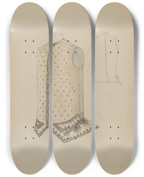 Triptych art skateboard deck of American 20Th Century Waistcoat_2 by American 20Th Century