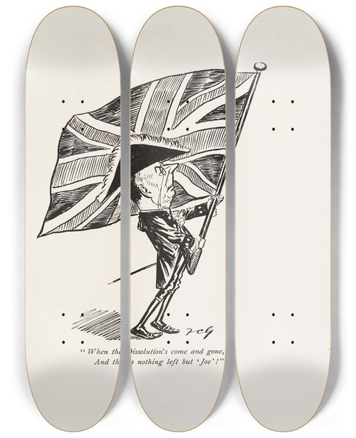Triptych art skateboard deck of Sir Wilfrid Lawson Cartoons In Rhyme And Line Pl38 by Sir Wilfrid Lawson (1829-1906)