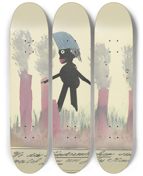 Triptych art skateboard deck of John Elsas Wo Die Wundermrchen Sind by John Elsas (1851-1935)