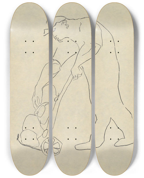 Triptych art skateboard deck of Henri Gaudierbrzeska H Gaudierbrzeska 18911915 Pl09 by Henri Gaudier-Brzeska (1891-1915)