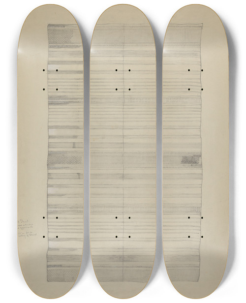 Triptych art skateboard deck of American 20Th Century Textile_2 by American 20Th Century