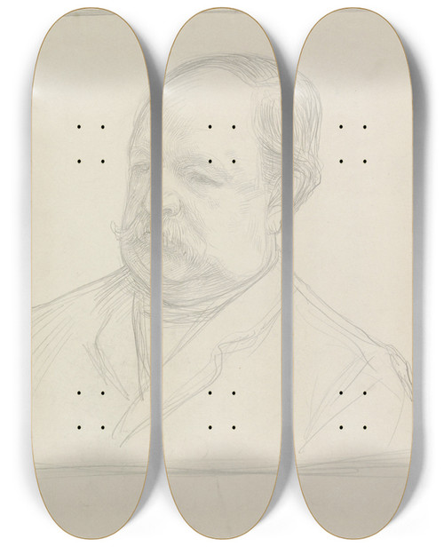 Triptych art skateboard deck of Jan Veth Portret Van Mr Jan Heemskerk Azn by Jan Veth (1864-1925)