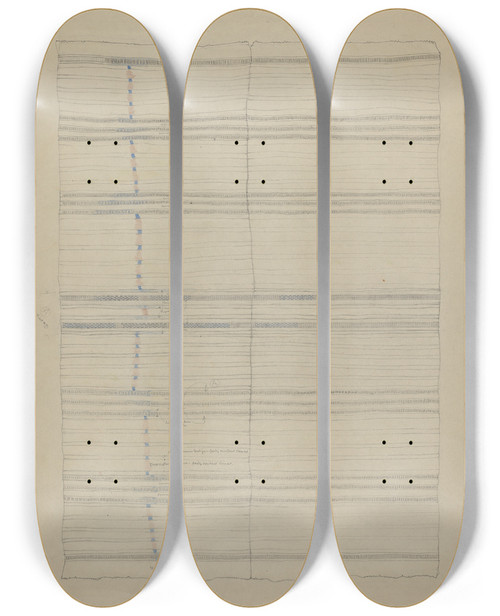 Triptych art skateboard deck of American 20Th Century Textile_13 by American 20Th Century